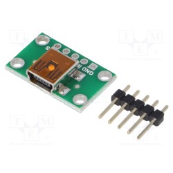 USB MINI-B CONNECTOR BREAKOUT BOARD; Module: adapter; USB B mini,pin strips; POLOLU