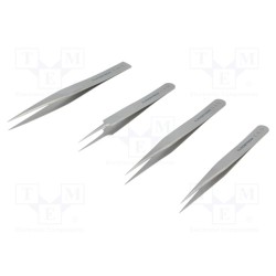 9856; Kit: tweezers; Pcs: 4; for precision works; Blades: straight; LINDSTROM