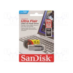 SDCZ73-064G-G46; Pendrive; USB 3.0; 64GB; 150MB/s; ULTRA FLAIR; SANDISK