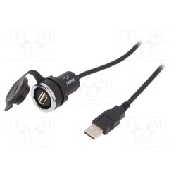 T0-BUSB; USB socket; 22mm; IP65; on panel; 1m; Mat: plastic; EMAS