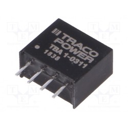 TBA 1-0311; Converter: DC/DC; 1W; Uin: 2.97÷3.63V; Uout: 5VDC; Iout: 200mA; SIP4; TRACO POWER