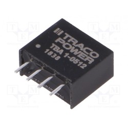 TBA 1-0512; Converter: DC/DC; 1W; Uin: 4.5÷5.5V; Uout: 12VDC; Iout: 80mA; SIP4; TRACO POWER