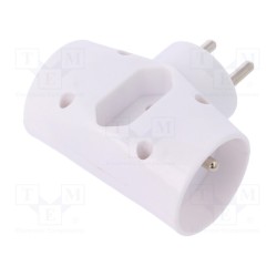R-21 BIAŁY; Connector: AC supply; splitter; 2P; 230VAC; 2.5A; Type: round,flat; PLASTROL