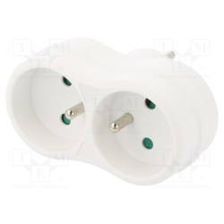 R-270P BIAŁY; Connector: AC supply; splitter; 2P+PE; 250VAC; 16A; white; PLASTROL