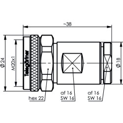 J01440A0011; Connector: 4.3-10; male; for cable; straight; plug; 50Ω; IP67; clamp; TELEGÄRTNER