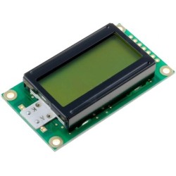 RC0802A-YHY-CSX; LCD 8x2 LED dzeltena 58x32x13.5 cyr.