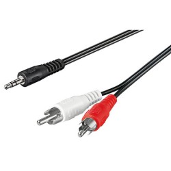 50196; Cable; RCA plug x2,Jack 3.5mm 3pin plug; 3m; black; Goobay