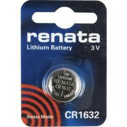 CR1632 B1; Battery: lithium; 3V; CR1632,coin; Batt.no: 1; Ø16x3.2mm; 125mAh; RENATA
