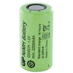 GP220SCH; Re-battery: Ni-MH; SubC; 1.2V; 2200mAh; Ø23x43mm; GP