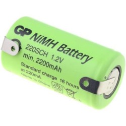 GP220SCH BL; Re-battery: Ni-MH; SubC; 1.2V; 2200mAh; soldering lugs; Ø23x43mm; GP