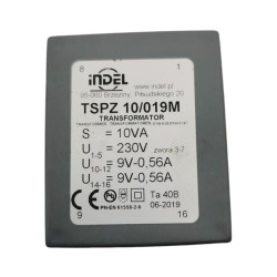 TSPZ10/019; Transformer: encapsulated; 10VA; 230VAC; 9V; 9V; 0.55A; 0.55A; IP00; INDEL