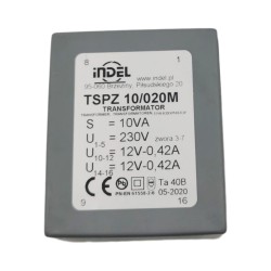 TSPZ10/020; Transformer: encapsulated; 10VA; 230VAC; 12V; 12V; 0.42A; 0.42A; INDEL