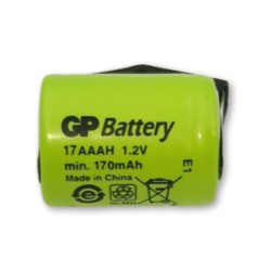 17AAAH; Re-battery: Ni-MH; 1/3AAA,1/3R03; 1.2V; 170mAh; soldering lugs; GP