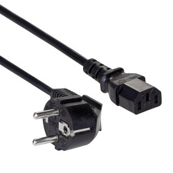 AK-PC-01A; Cable; CEE 7/7 (E/F) plug angled,IEC C13 female; 1.5m; black; AKYGA