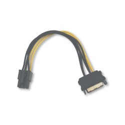 53989; Cable: SATA; PCI-E 6pin female,SATA 15pin plug; 0.15m; QOLTEC