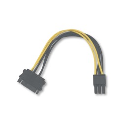 53989; Cable: SATA; PCI-E 6pin female,SATA 15pin plug; 0.15m; QOLTEC