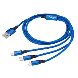 AK-USB-27: USB cables and adapters;Cable; USB 2.0; nickel plated; 1.2m; blue; textile